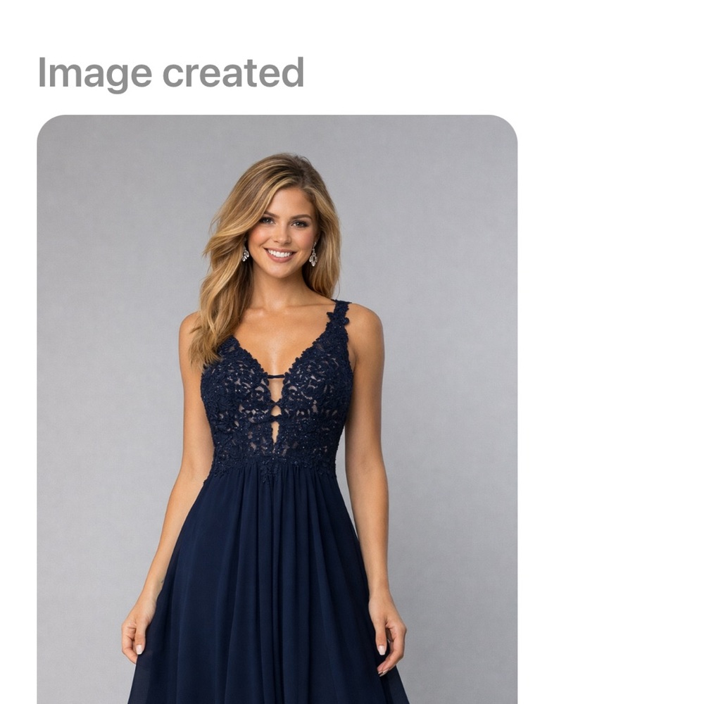 Faviana Navy Lace Prom Dress
